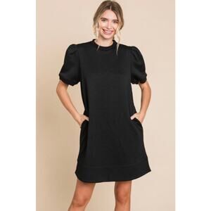 NWT Jodifl Textured Short Sleeve T-shirt Dress Women's 2X Black Minimalist